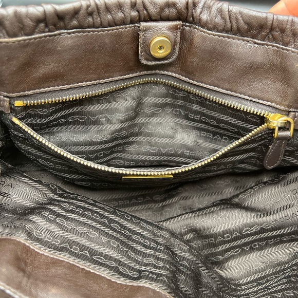 Prada Dark Brown Leather Nappa Gaufre Tote Handbag - Picture 12 of 12